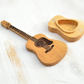 Wooden Acoustic Guitar Pick Box