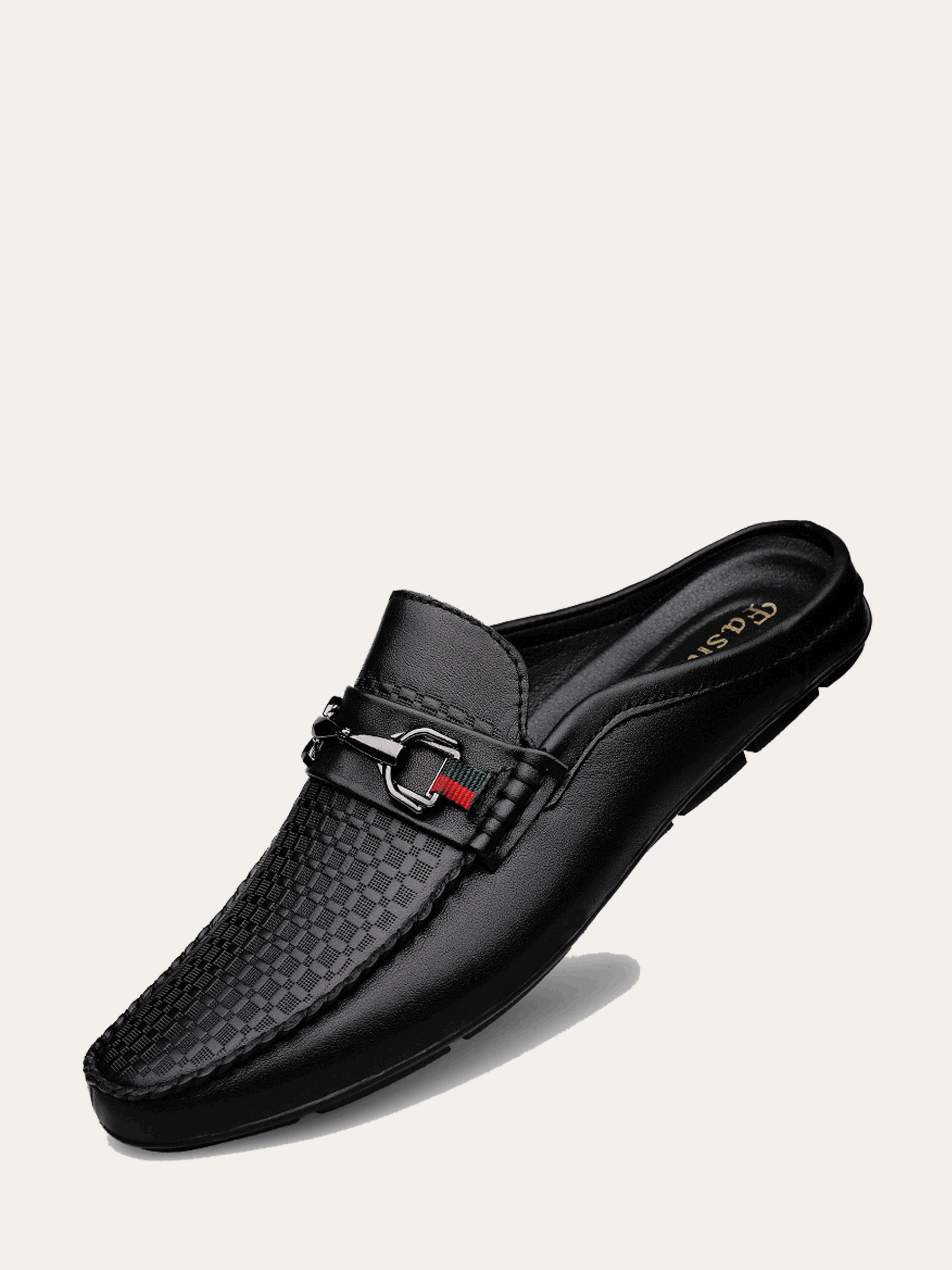 Embossed Metal Buckle Casual Half Loafers 6088